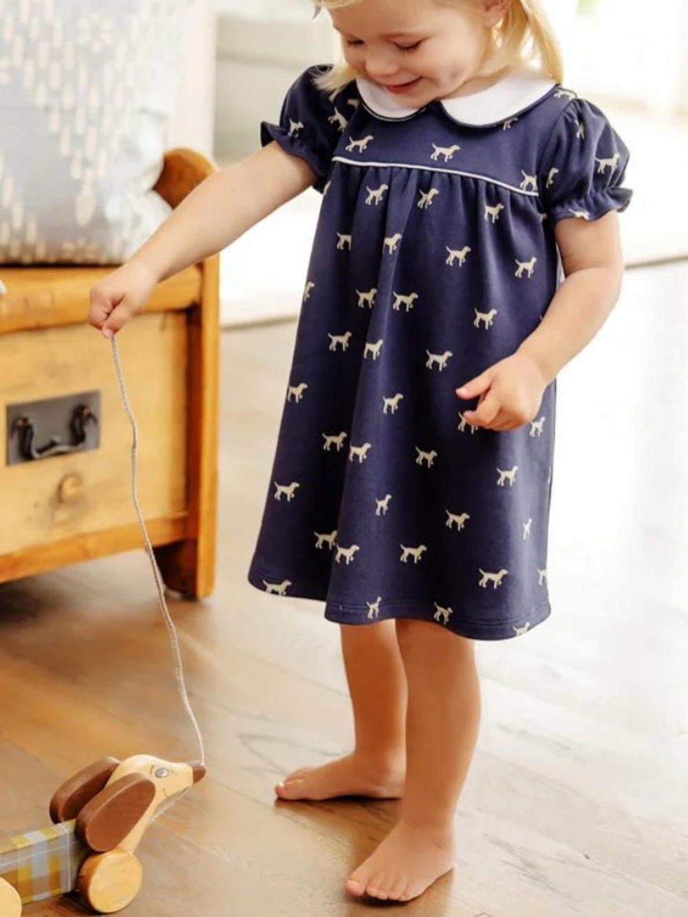 NWT Beaufort Bonnet Puppy Dog Dress with White Collar and Dog TBBC RARE HTF